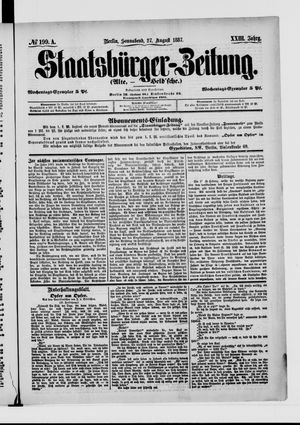 Staatsbürger-Zeitung vom 27.08.1887