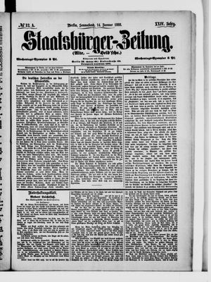Staatsbürger-Zeitung vom 14.01.1888