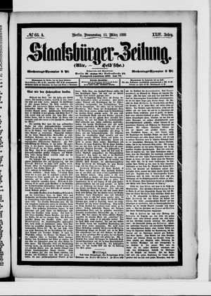 Staatsbürger-Zeitung vom 15.03.1888