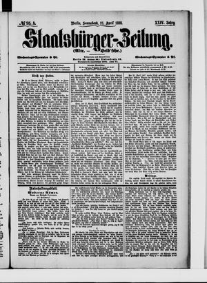 Staatsbürger-Zeitung vom 21.04.1888