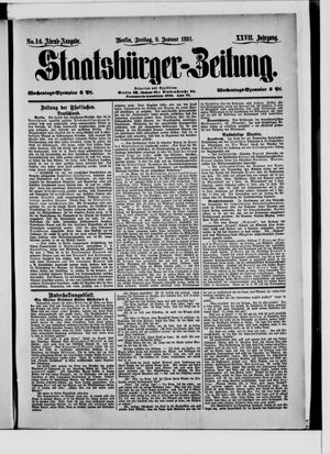 Staatsbürger-Zeitung vom 09.01.1891
