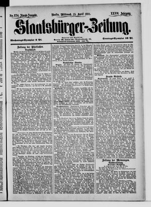 Staatsbürger-Zeitung on Apr 15, 1891
