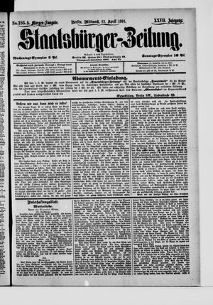 Staatsbürger-Zeitung on Apr 22, 1891