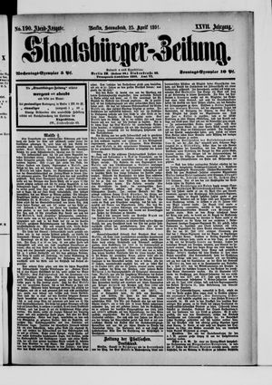 Staatsbürger-Zeitung on Apr 25, 1891
