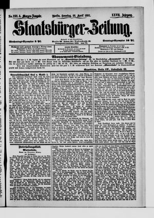 Staatsbürger-Zeitung on Apr 26, 1891