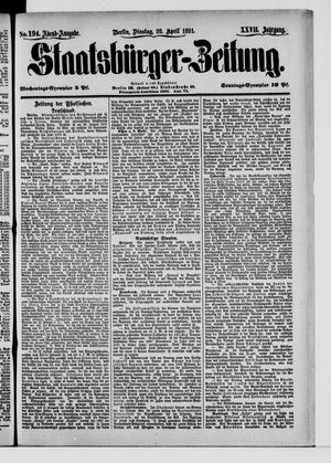 Staatsbürger-Zeitung on Apr 28, 1891