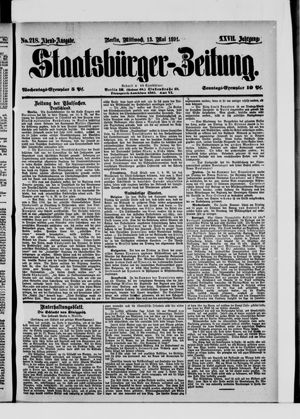 Staatsbürger-Zeitung on May 13, 1891