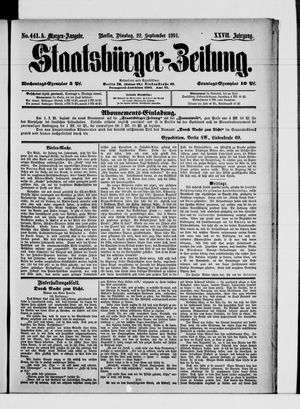 Staatsbürger-Zeitung vom 22.09.1891