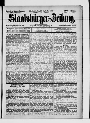 Staatsbürger-Zeitung vom 25.09.1891