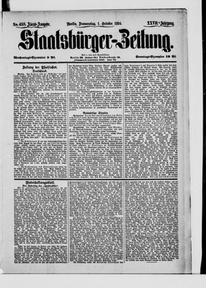 Staatsbürger-Zeitung vom 01.10.1891