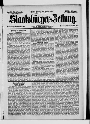 Staatsbürger-Zeitung vom 12.10.1891