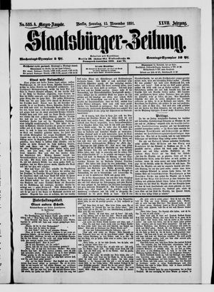 Staatsbürger-Zeitung vom 15.11.1891
