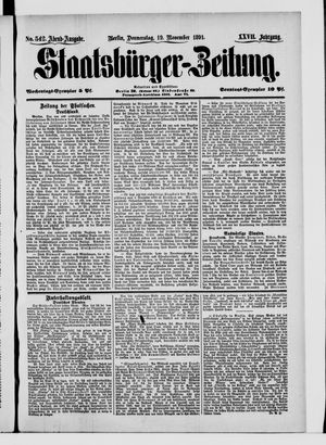 Staatsbürger-Zeitung vom 19.11.1891