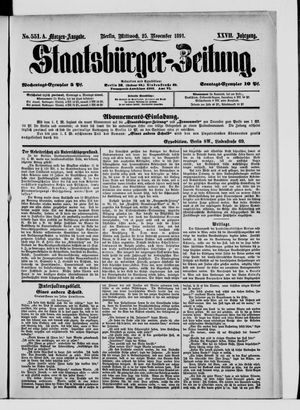Staatsbürger-Zeitung vom 25.11.1891