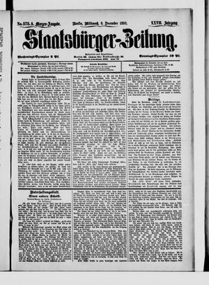 Staatsbürger-Zeitung vom 09.12.1891