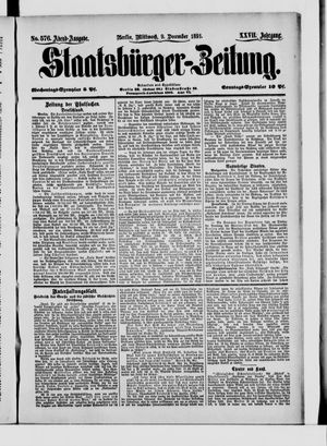 Staatsbürger-Zeitung vom 09.12.1891