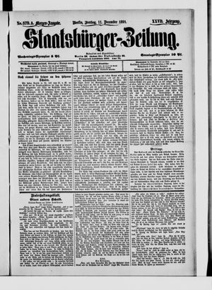 Staatsbürger-Zeitung vom 11.12.1891