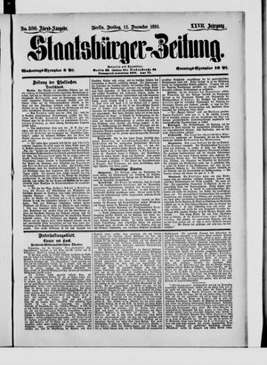 Staatsbürger-Zeitung vom 11.12.1891