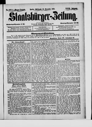Staatsbürger-Zeitung vom 23.12.1891