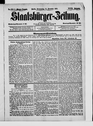 Staatsbürger-Zeitung vom 31.12.1891