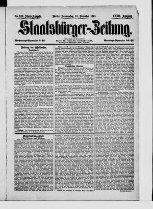 Staatsbürger-Zeitung vom 31.12.1891