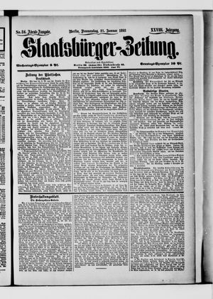 Staatsbürger-Zeitung on Jan 21, 1892