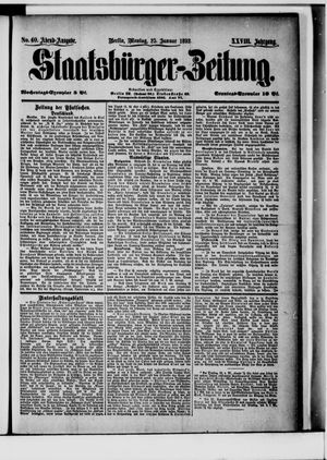 Staatsbürger-Zeitung on Jan 25, 1892