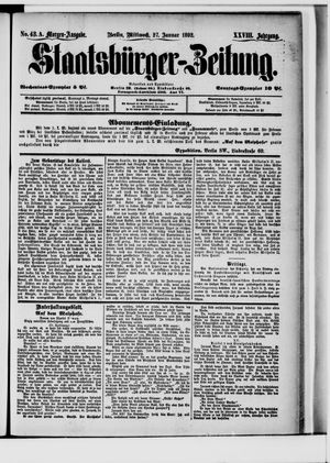 Staatsbürger-Zeitung vom 27.01.1892