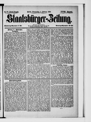 Staatsbürger-Zeitung on Feb 4, 1892