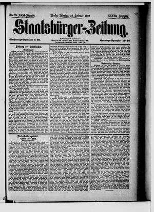 Staatsbürger-Zeitung on Feb 22, 1892