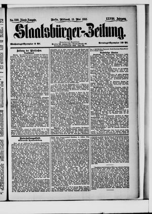 Staatsbürger-Zeitung on May 18, 1892