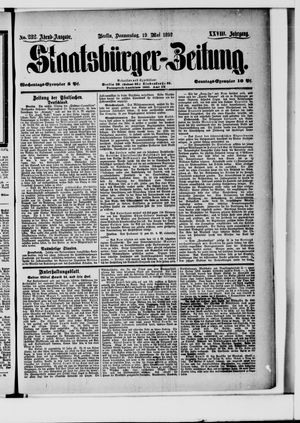 Staatsbürger-Zeitung on May 19, 1892