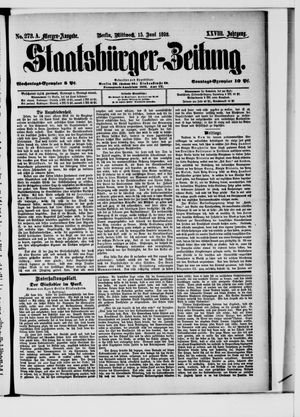 Staatsbürger-Zeitung vom 15.06.1892