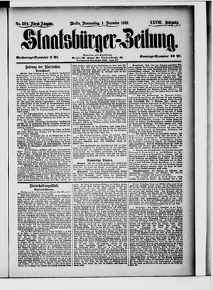 Staatsbürger-Zeitung on Dec 1, 1892