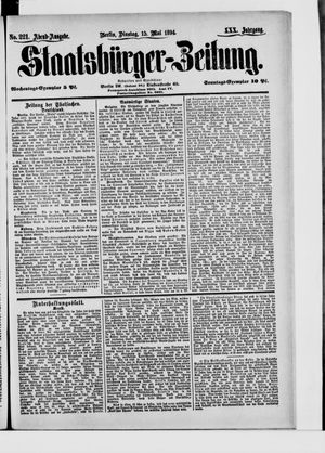 Staatsbürger-Zeitung on May 15, 1894