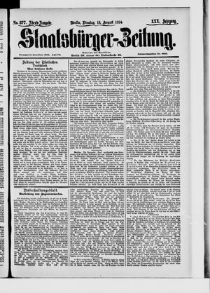 Staatsbürger-Zeitung on Aug 14, 1894