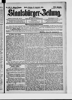 Staatsbürger-Zeitung on Sep 25, 1894