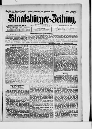 Staatsbürger-Zeitung on Sep 29, 1894