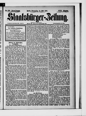 Staatsbürger-Zeitung on May 16, 1895