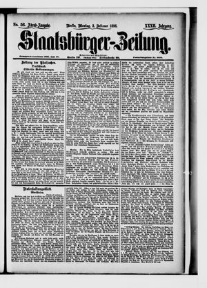 Staatsbürger-Zeitung on Feb 3, 1896