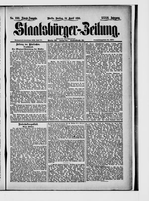 Staatsbürger-Zeitung on Apr 24, 1896