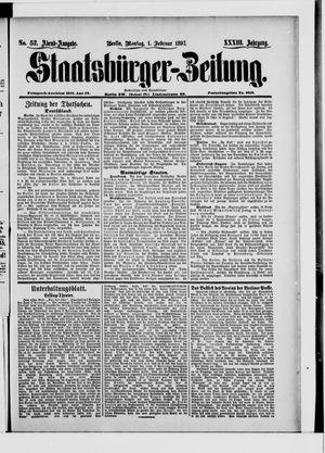 Staatsbürger-Zeitung on Feb 1, 1897