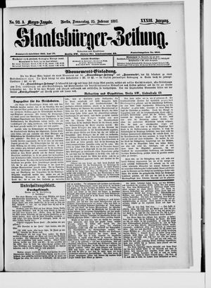 Staatsbürger-Zeitung on Feb 25, 1897