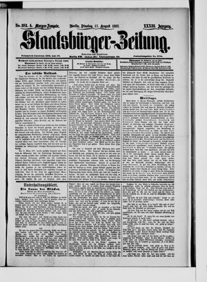 Staatsbürger-Zeitung on Aug 17, 1897
