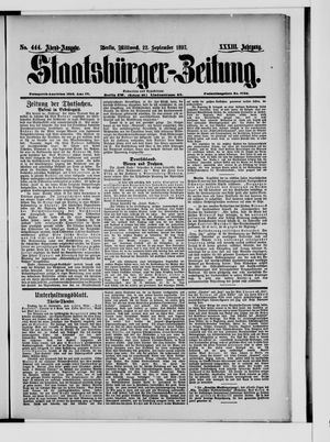 Staatsbürger-Zeitung vom 22.09.1897