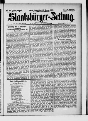 Staatsbürger-Zeitung on Jan 20, 1898