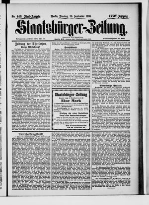 Staatsbürger-Zeitung vom 20.09.1898