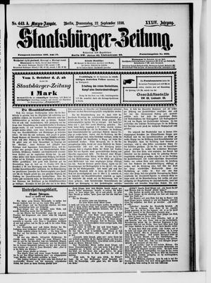 Staatsbürger-Zeitung vom 22.09.1898