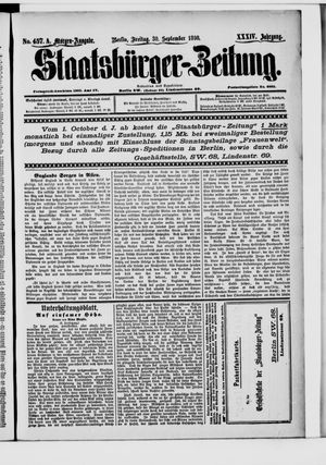 Staatsbürger-Zeitung vom 30.09.1898