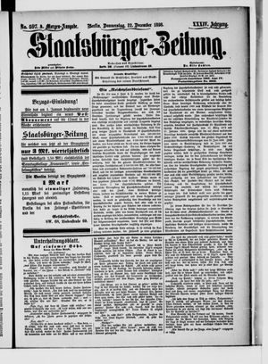 Staatsbürger-Zeitung on Dec 22, 1898